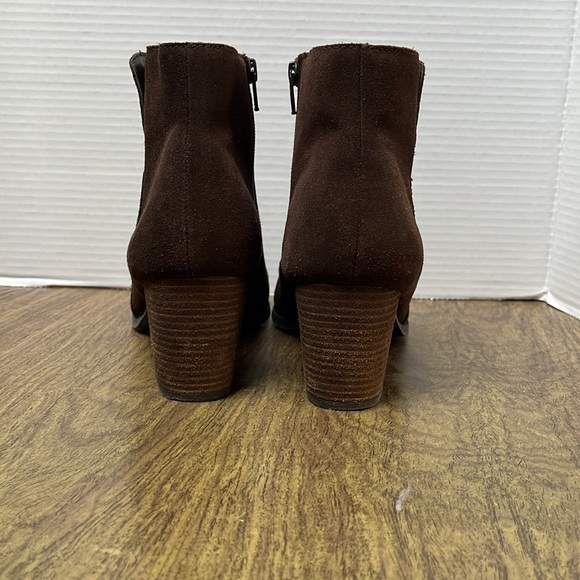 J. Jill Brown Suede Leather Ankle Boots Stacked Heel Brown Booties Size 11 - Picture 8 of 15